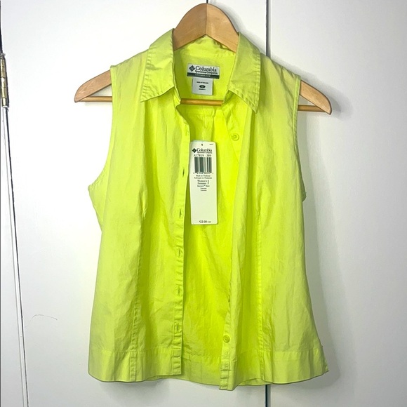 Columbia Yellow Notched Collar Button Down Shirt Small - Picture 1 of 5